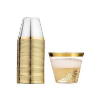 M Honor Gold Rimmed Plastic Cups | 9oz| Pack of 100-1