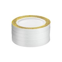 M Honor 60 Pack Gold Lace Rimmed Plastic Plates | 7.5" | La Crete Home Hardware - 1