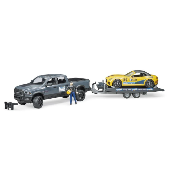 BRUDER 1:16 RAM 2500 Power Pickup With Roadster Racing Team – Model 02504, Multi-Color, Ages 4+