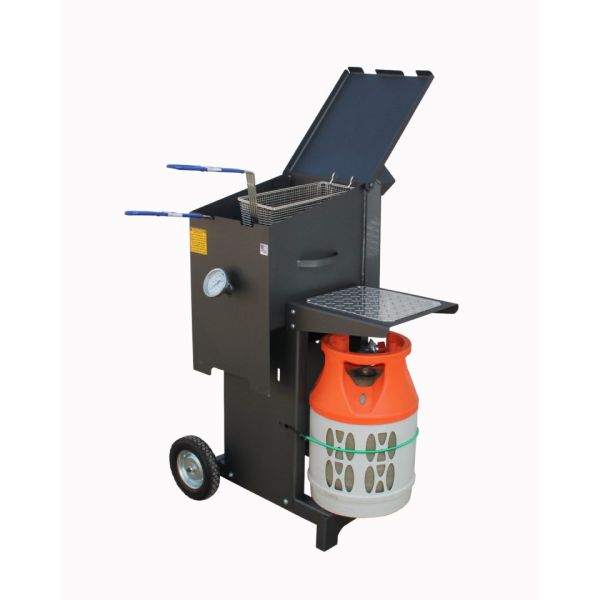 R V Works Cajun Fryer 6 Gallon Propane Gas Deep Fryer with Stand and 2 Baskets