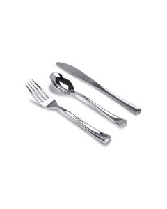 M Honor 240pc Silver Plastic Cutlery Set