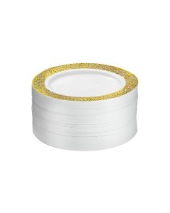 M Honor 60 Pack Gold Lace Rimmed Plastic Plates | 7.5"