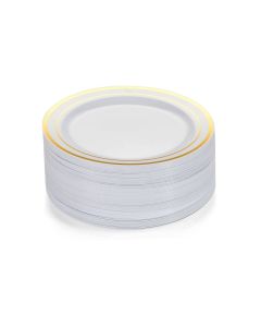 M Honor 60 Pack Gold Rimmed Plastic Plates | 10.25"