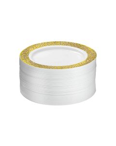 M Honor 60 Pack Gold Lace Rimmed Plastic Plates | 10.25"