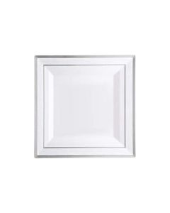 M Honor 50 Pack Square Silver Rimmed Plastic Plates | 7.25"