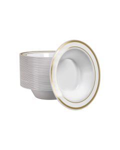M Honor Gold Rimmed Plastic Soup Bowls | 12oz | 50 Piece