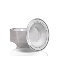 M Honor Silver Rimmed Plastic Soup Bowls | 12oz | 50 Piece