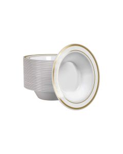 M Honor Gold Rimmed Plastic Dessert Bowls | 5oz | 50 Piece