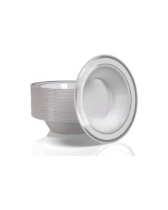 M Honor Silver Rimmed Plastic Dessert Bowls | 5oz | 50 Piece