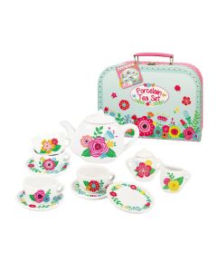 Playwell Floral Porcelain Tea Set In Carry Case 13 Piece CH12106