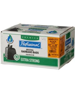 PROFESSIONAL 125 Pack 30" x 38" 1.3 Mil Extra Strong Black Oxo-Biodegradable Garbage Bags