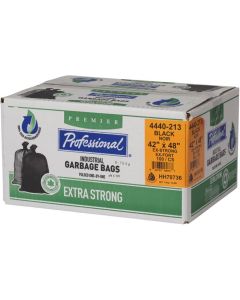 PROFESSIONAL 100 Pack 42" x 48" 1.3 Mil Extra Strong Black Oxo-Biodegradable Garbage Bags