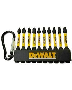 DeWalt 10-pc FlexTorq Impact Ready Mixed Bits Set with Carabiner - Hex Shank - Steel - Black DWA2MX2IRCARC