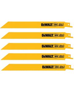 Dewalt 8" 14TPI Metal Cutting Bi-Metal Reciprocating Saw Blades 5PK DW4809