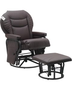 Big Day Furniture Glider Rocker Living Room Chair With Ottoman - Dark Brown