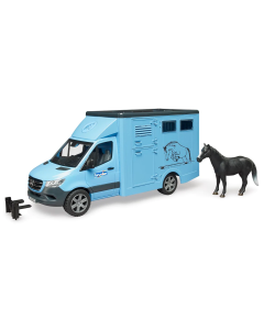 Bruder MB Sprinter Animal Transporter with One Horse 02674