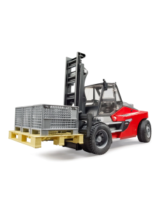 Bruder Linde HT160 Forklift With Pallet And Three Pallet Cages 02513