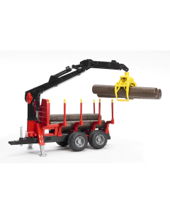 Bruder Forestry Trailer With Crane, Grapple, And Four Logs 02252