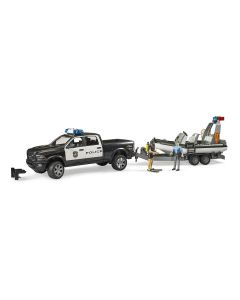 Bruder Police Ram 2500 With Trailer, Boat, And Two Figures 02507