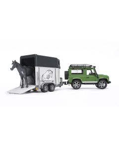 Bruder Land Rover Defender with Horse Trailer And Horse 02592