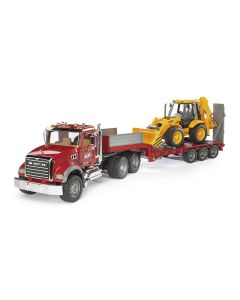 Bruder MACK Granite Flatbed Truck With JCB Loader Backhoe 02813