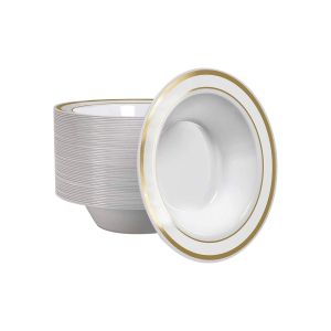 M Honor Gold Rimmed Plastic Soup Bowls | 12oz | 50 Piece | La Crete Home Hardware
