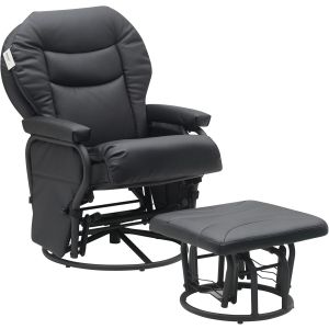 Big Day Furniture Glider Rocker Living Room Chair With Ottoman - Black