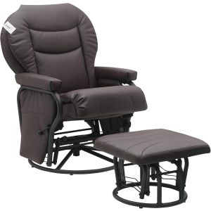 Big Day Furniture Glider Rocker Living Room Chair With Ottoman - Dark Brown
