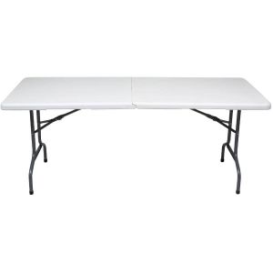 ENDURO 72" x 30" White Deluxe Plastic Rectangular Centerfolding Table