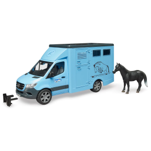Bruder MB Sprinter Animal Transporter with One Horse 02674