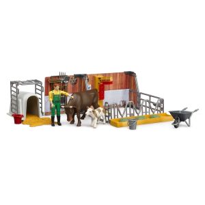 Bruder 62611 Cow and Calf with Barn farm set-1