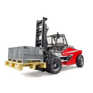 Bruder Linde HT160 Forklift With Pallet And Three Pallet Cages 02513
