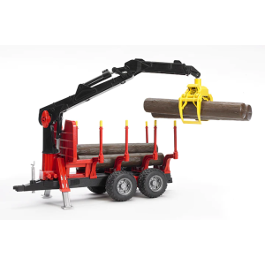 Bruder Forestry Trailer With Crane, Grapple, And Four Logs 02252