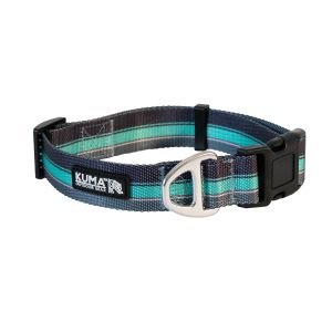 Kuma Backtrack Dog Collar - Navy/Mint - Medium