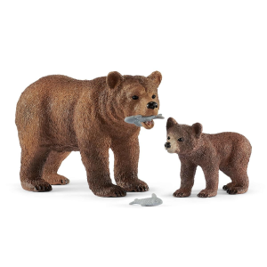 Schleich Wild Life Grizzly Bear Mother With Cub - 42473