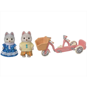 Calico Critters Tandem Cycling Set - Husky Sister and Brother - Accessory Set